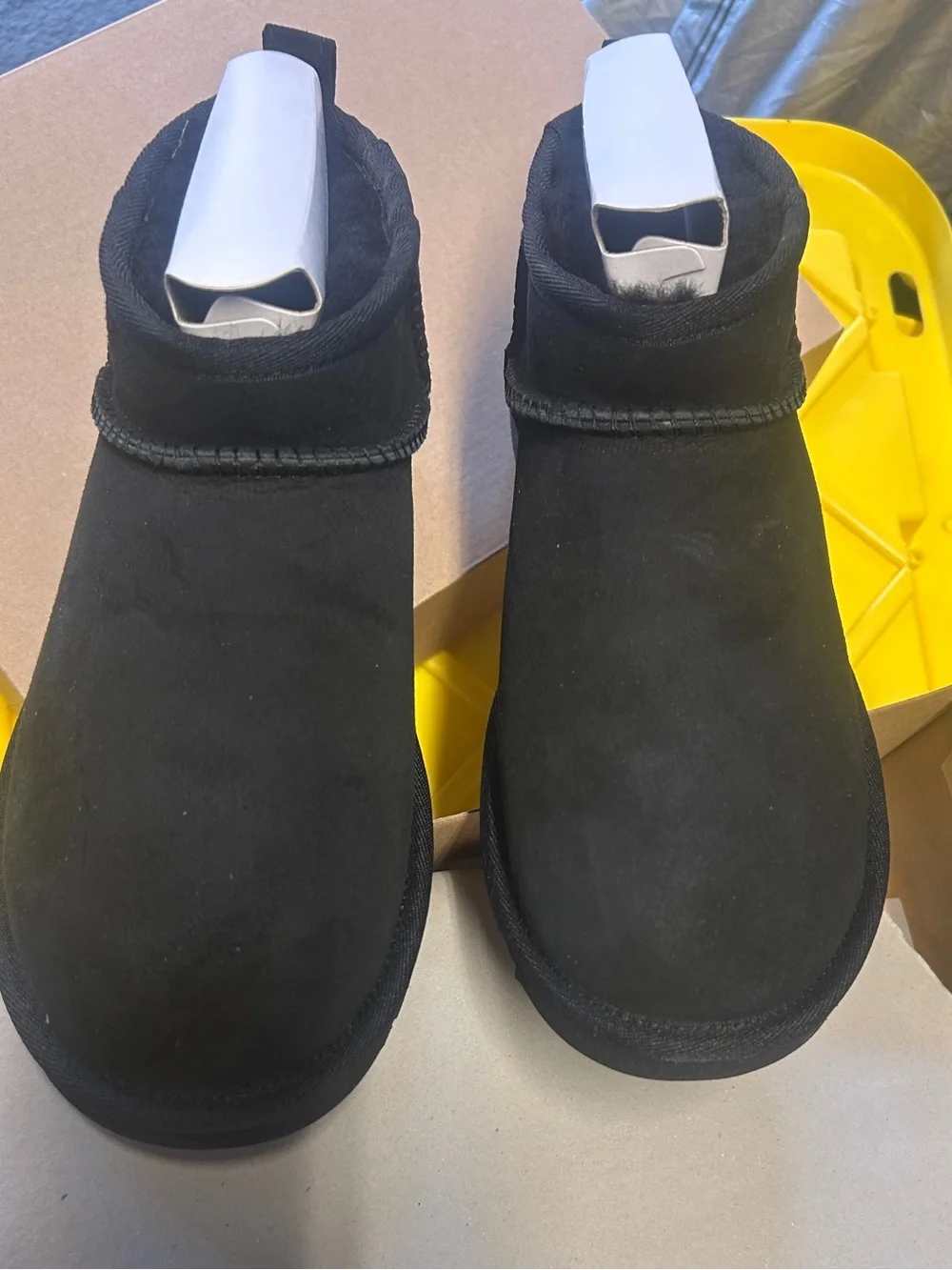UGG Black Short Suede Ankle Boots - Picture 1 of 4